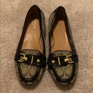 Coach Brown and Tan Signature Loafers. Size 11